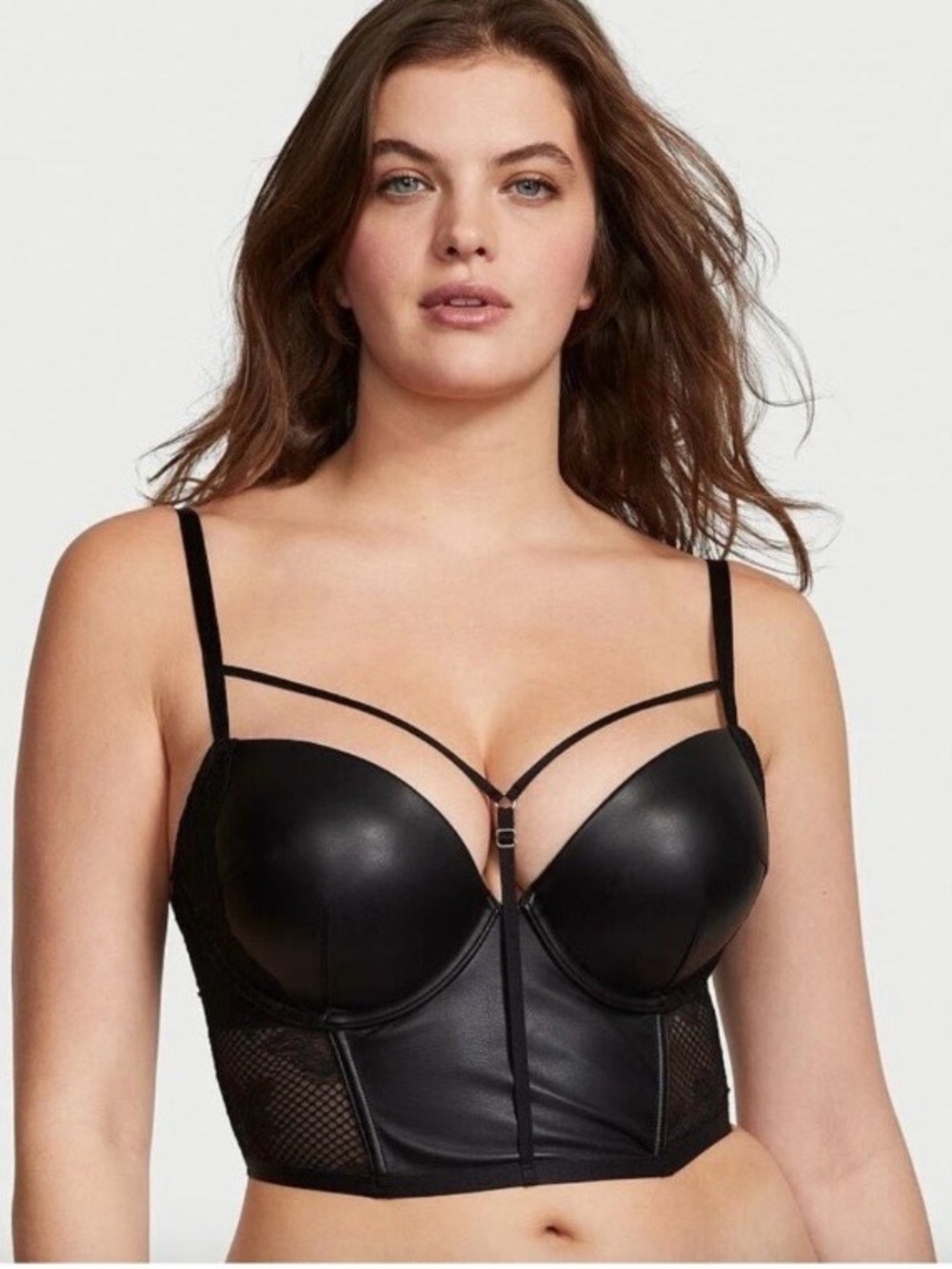 Victoria's Secret very sexy faux leather fishnet push up corset size 34B
NWT